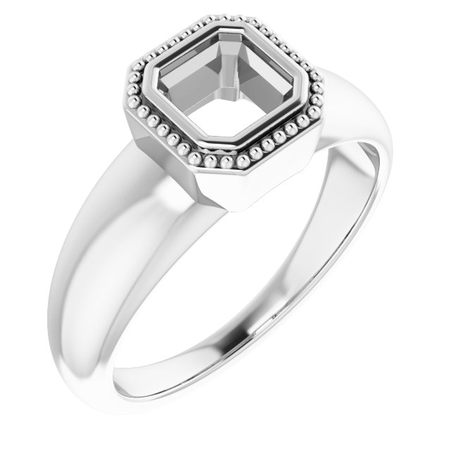 Beaded Bezel-Set Solitaire Ring
