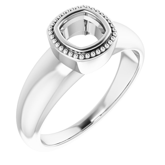 Beaded Bezel-Set Solitaire Ring
