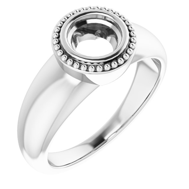 Beaded Bezel-Set Solitaire Ring