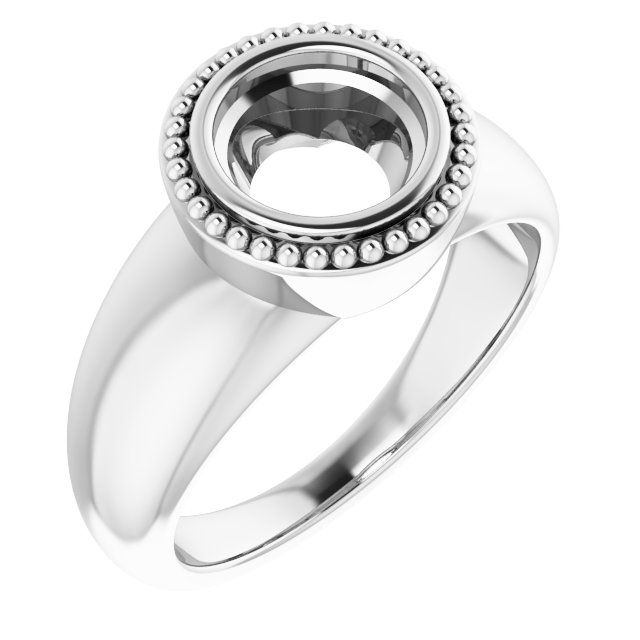 Beaded Bezel-Set Solitaire Ring