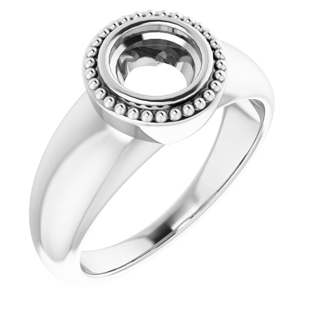 Beaded Bezel-Set Solitaire Ring