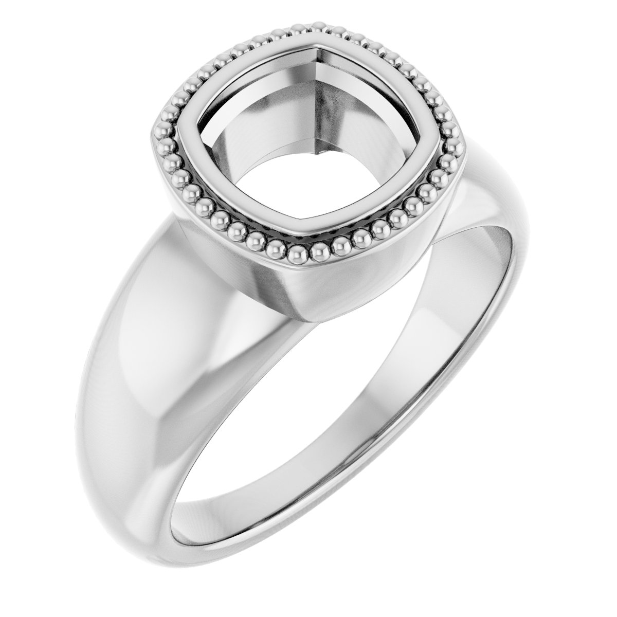 Beaded Bezel-Set Solitaire Ring