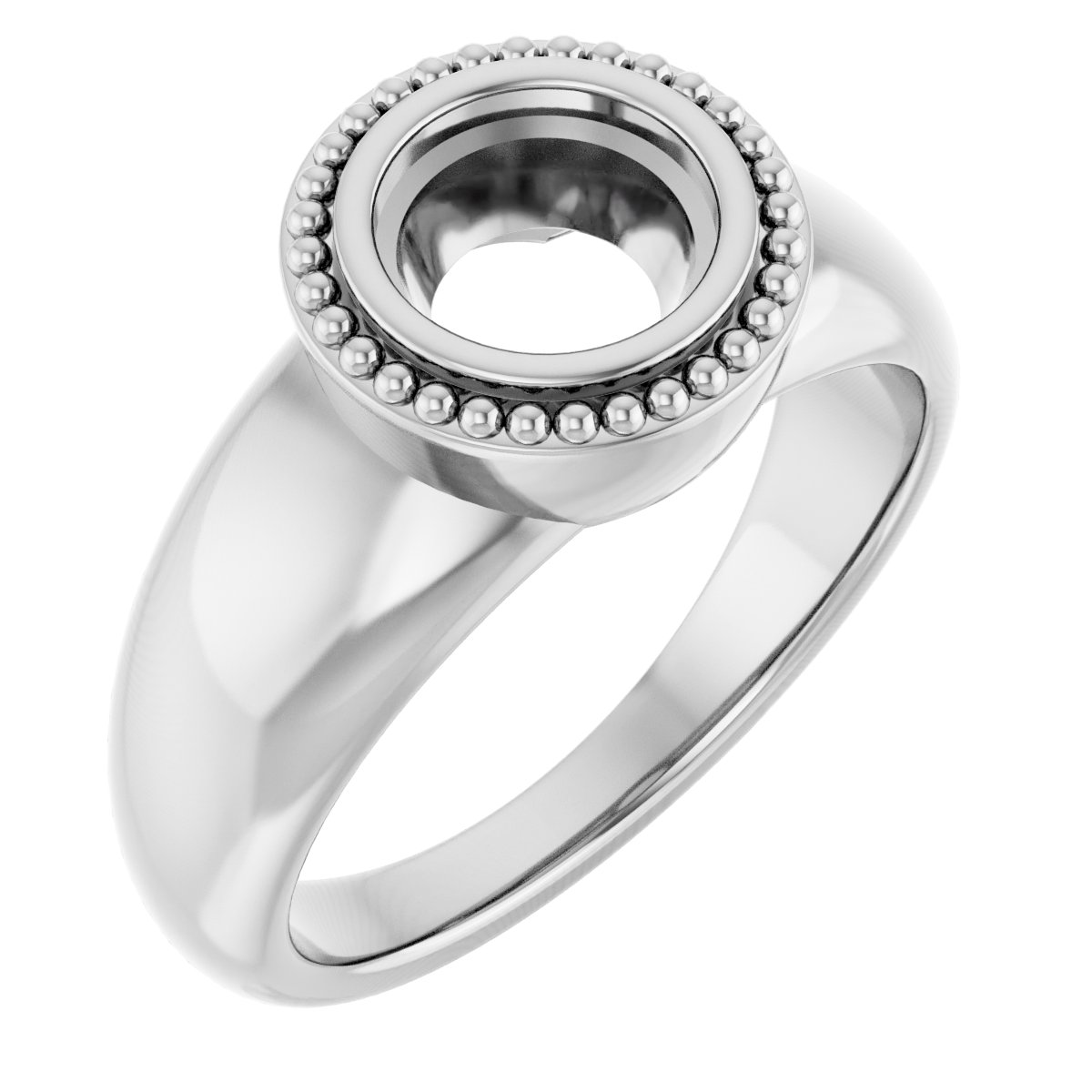 Beaded Bezel-Set Solitaire Ring