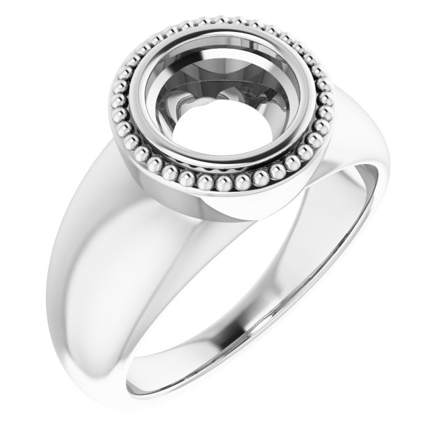 Beaded Bezel-Set Solitaire Ring