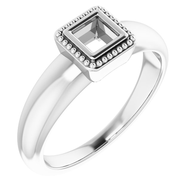 Beaded Bezel-Set Solitaire Ring