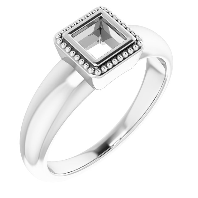 Beaded Bezel-Set Solitaire Ring
