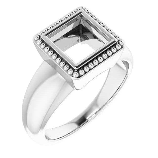 Beaded Bezel-Set Solitaire Ring