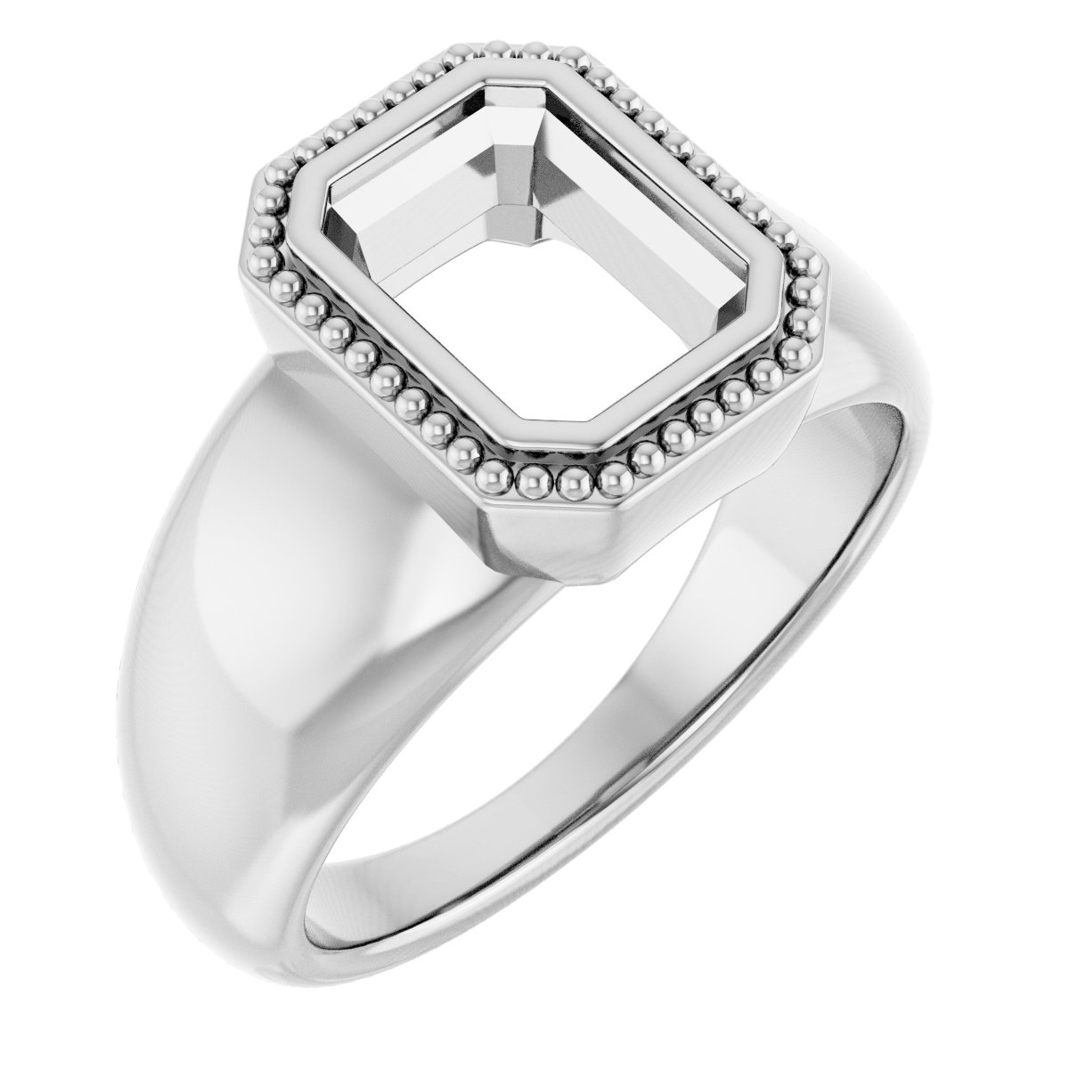 Beaded Bezel-Set Solitaire Ring