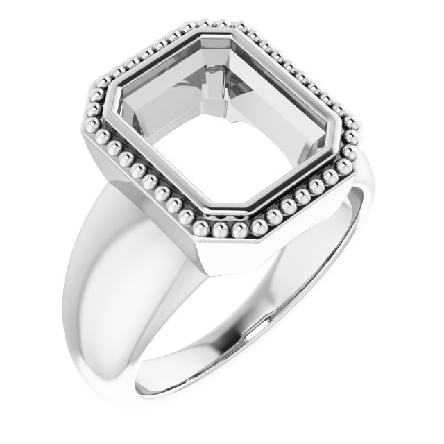 Beaded Bezel-Set Solitaire Ring