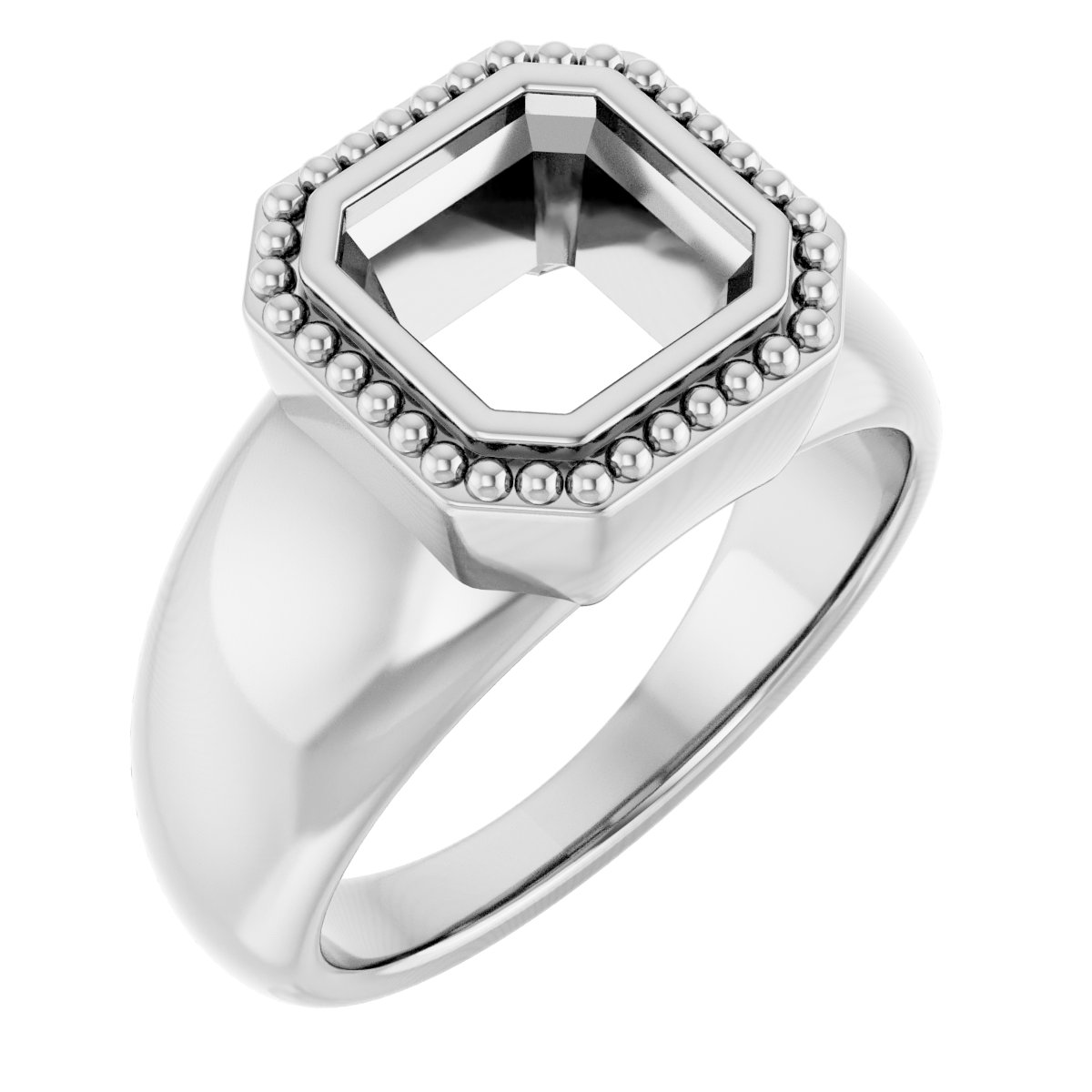 Beaded Bezel-Set Solitaire Ring