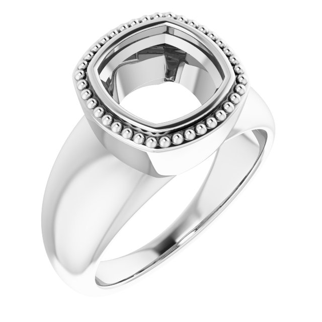 Beaded Bezel-Set Solitaire Ring
