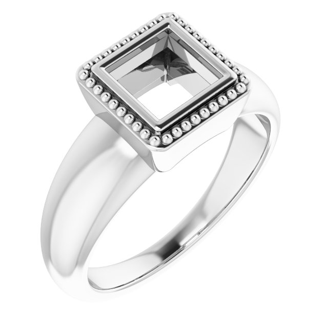 Beaded Bezel-Set Solitaire Ring