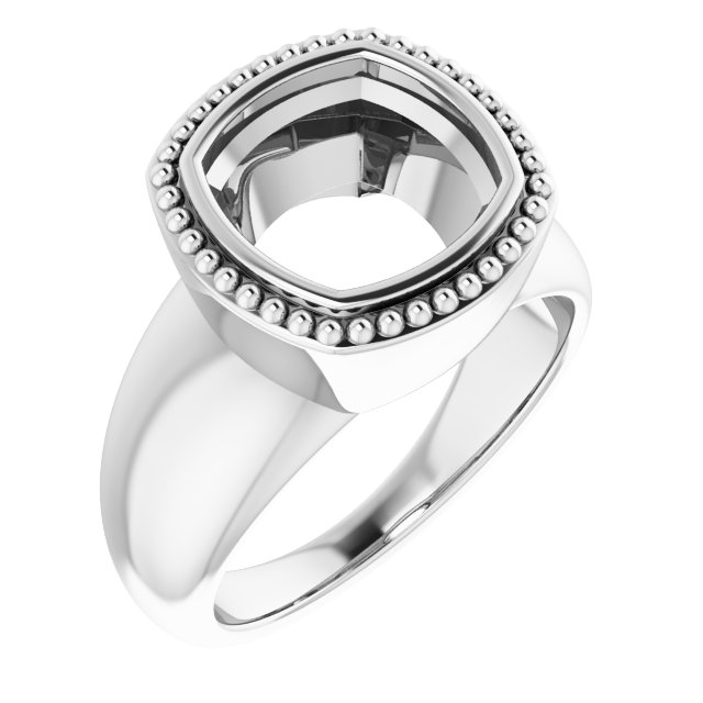 Beaded Bezel-Set Solitaire Ring