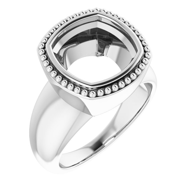 Beaded Bezel-Set Solitaire Ring