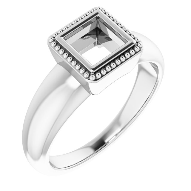 Beaded Bezel-Set Solitaire Ring