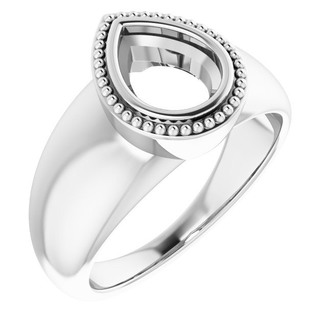 Beaded Bezel-Set Solitaire Ring