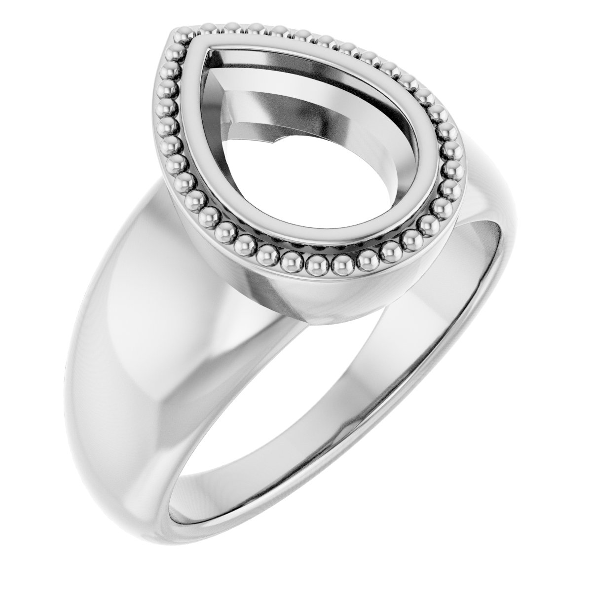 Beaded Bezel-Set Solitaire Ring