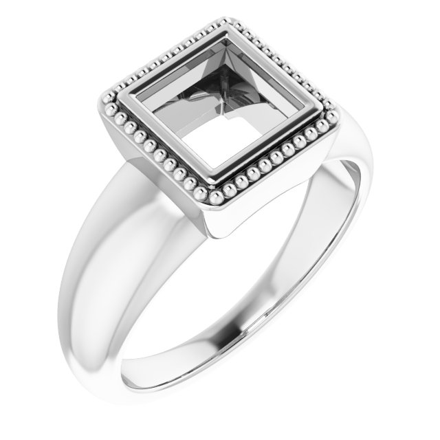Beaded Bezel-Set Solitaire Ring
