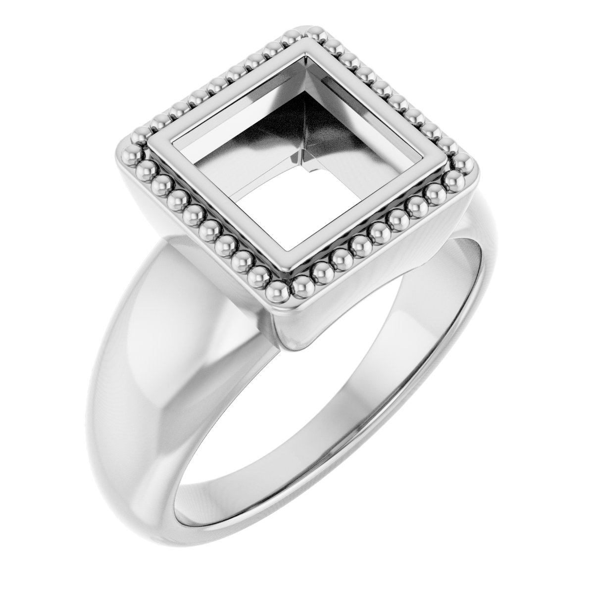 Beaded Bezel-Set Solitaire Ring