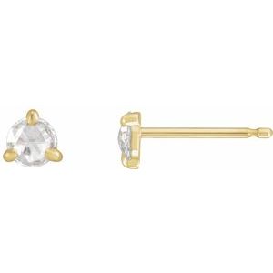 14K Yellow 1/8 CTW Rose-Cut Natural Diamond Stud Earrings