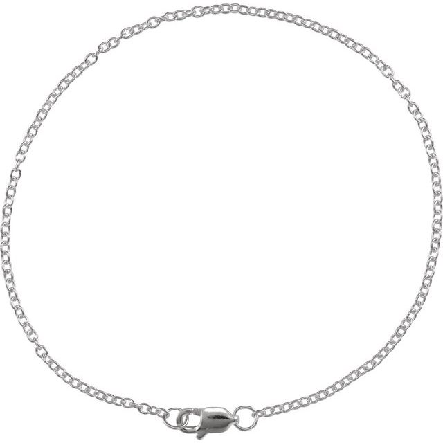 Rhodium-Plated Sterling Silver 1.5 mm Solid Cable Chain 7