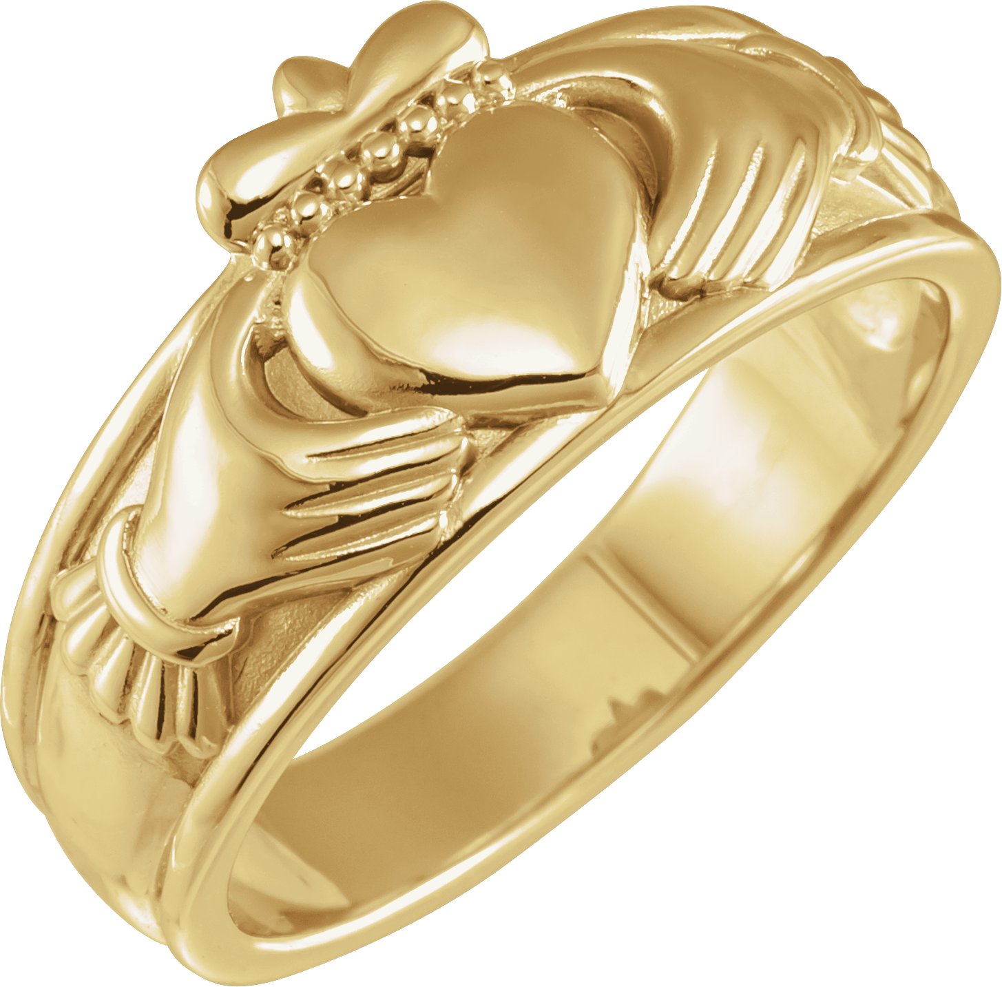 Claddagh Standard-Fit Flat Band With Bead Blast Finish – 18K Yellow Gold