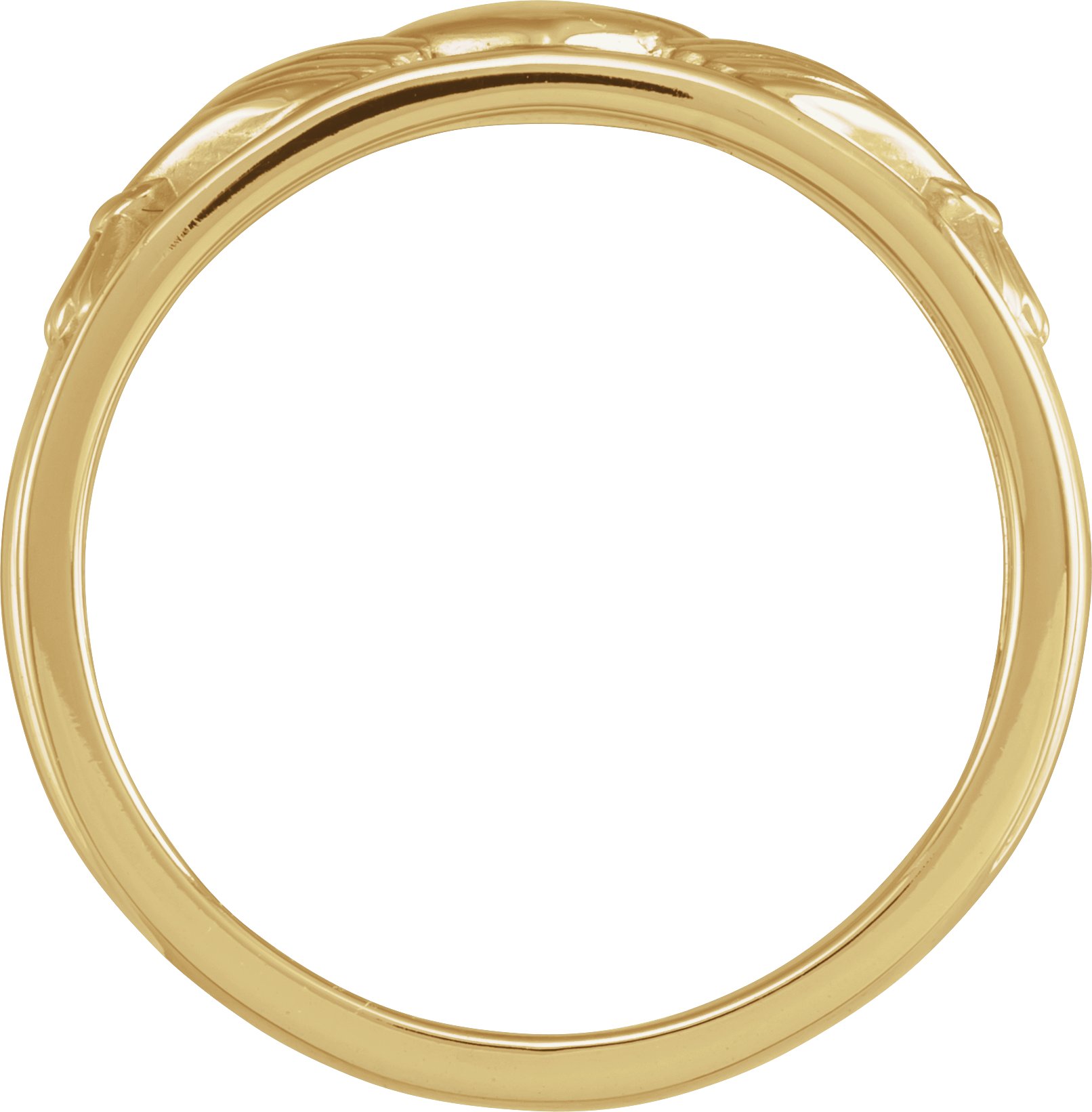 Alternative view of Claddagh Standard-Fit Flat Band With Bead Blast Finish – 18K Yellow Gold