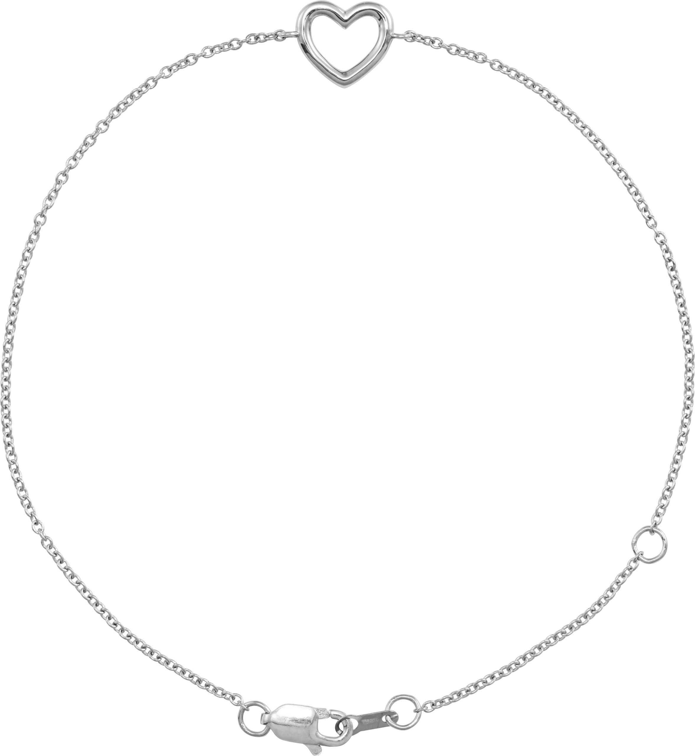 14K White Heart 6 1/2-7 1/2 Bracelet