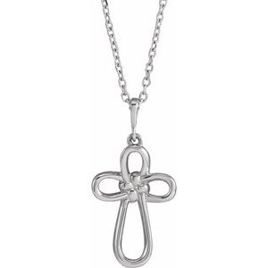 Sterling Silver Knotted Cross 16-18" Necklace