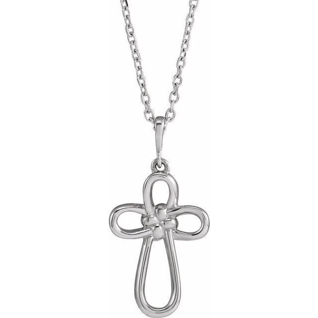Sterling Silver Knotted Cross 16-18 Necklace