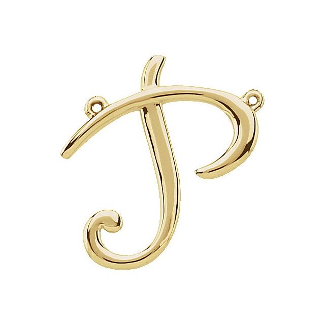 14K Yellow Script Initial P Necklace Center