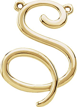 14K Yellow Script Initial S Necklace Center