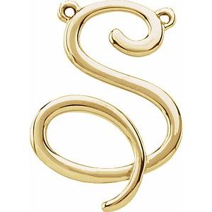 14K Yellow Script Initial S Necklace Center