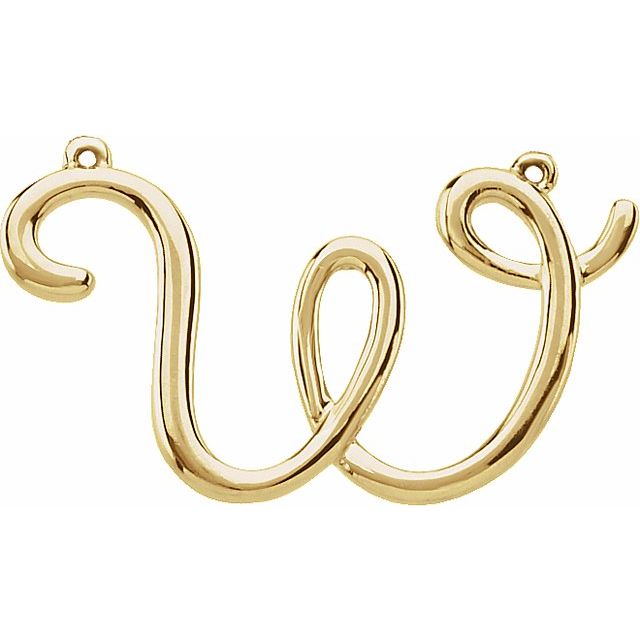 14K Yellow Script Initial W Necklace Center