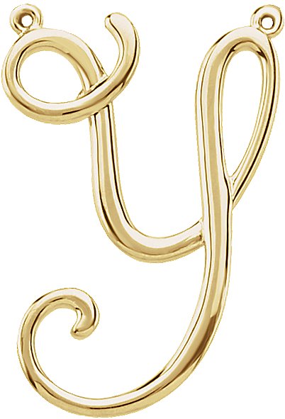 14K Yellow Script Initial Y Necklace Center