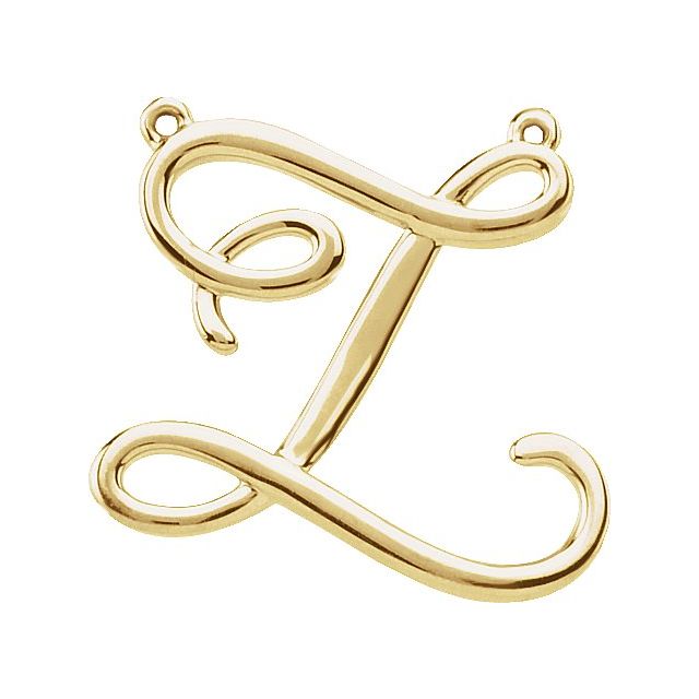 14K Yellow Script Initial Z Necklace Center