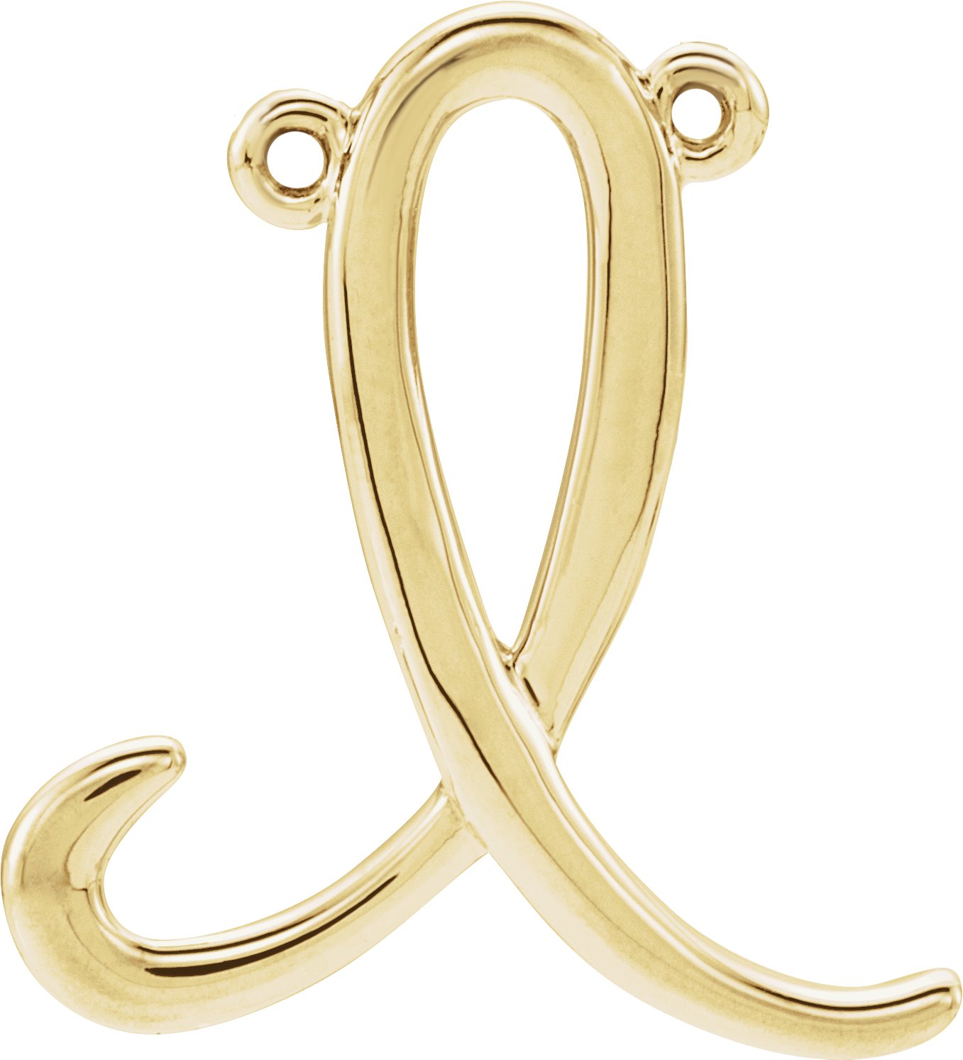 14K Yellow Script Initial I Necklace Center