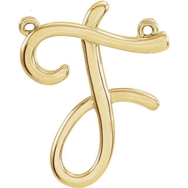 14K Yellow Script Initial F Necklace Center