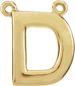 14K Yellow Block Initial D Necklace Center