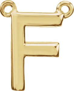 14K Yellow Block Initial F Necklace Center