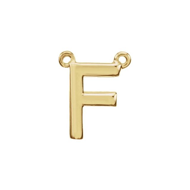 14K Yellow Block Initial F Necklace Center