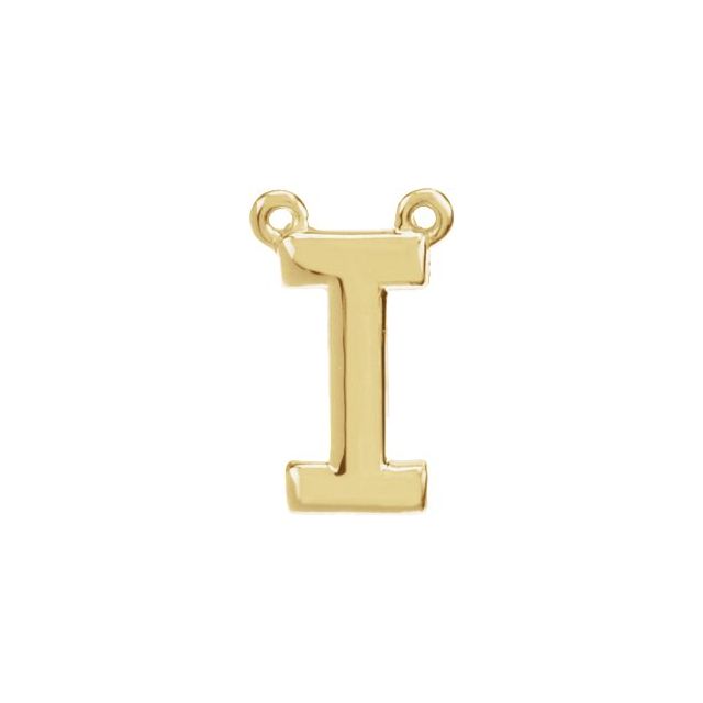 14K Yellow Block Initial I Necklace Center