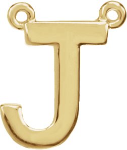 14K Yellow Block Initial J Necklace Center