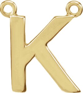 14K Yellow Block Initial K Necklace Center