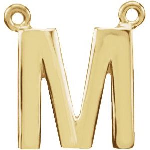 14K Yellow Block Initial M Necklace Center