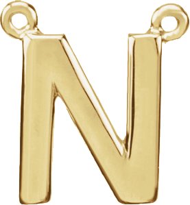 14K Yellow Block Initial N Necklace Center