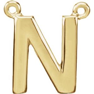 14K Yellow Block Initial N Necklace Center