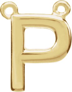 14K Yellow Block Initial P Necklace Center