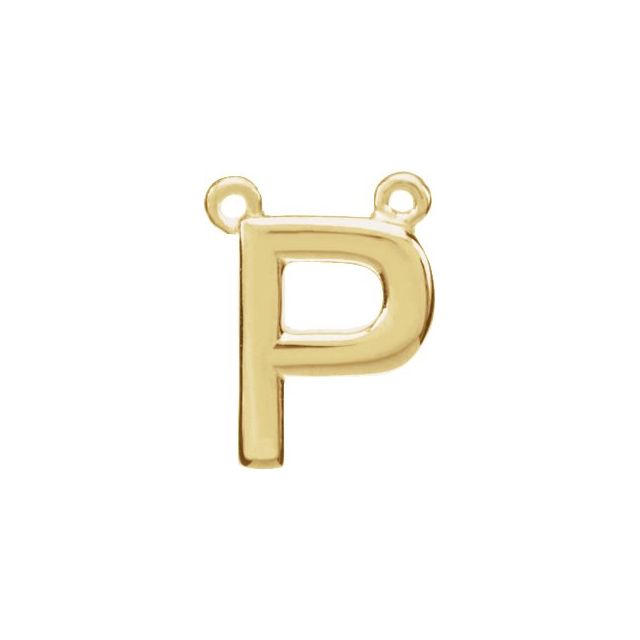 14K Yellow Block Initial P Necklace Center