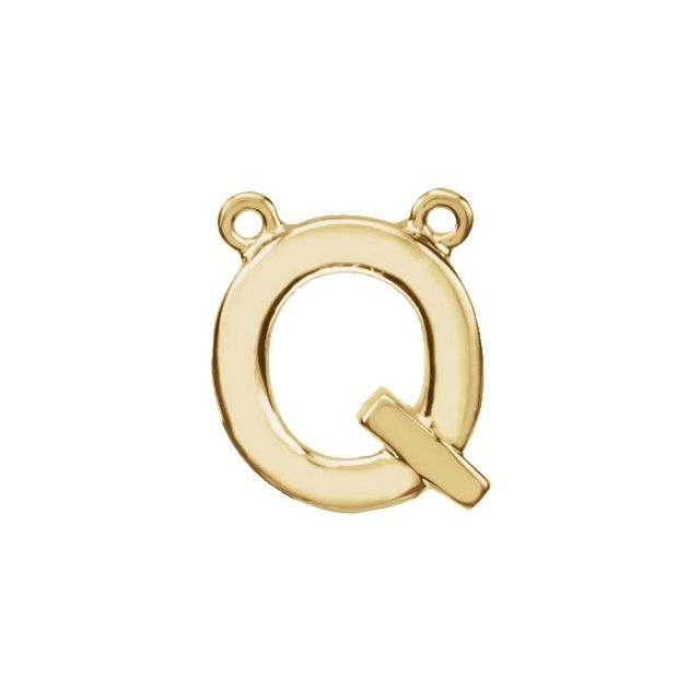 14K Yellow Block Initial Q Necklace Center